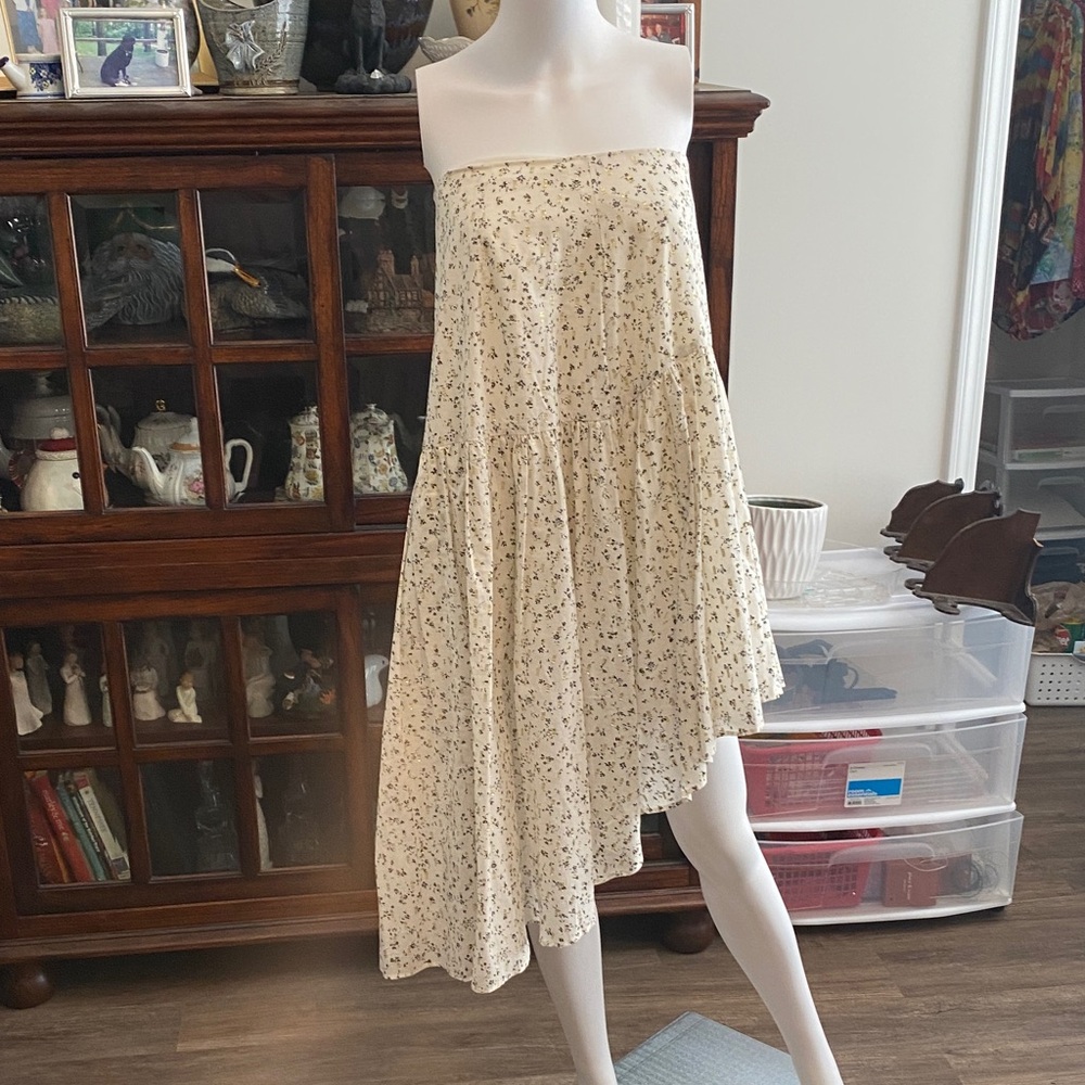 Vince Camuto Cream Floral Midi Skirt